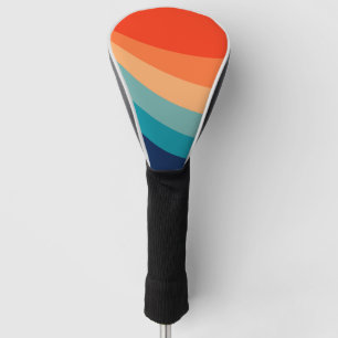 Colourful retro sun rays golf head cover