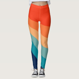 Colourful retro sun rays leggings