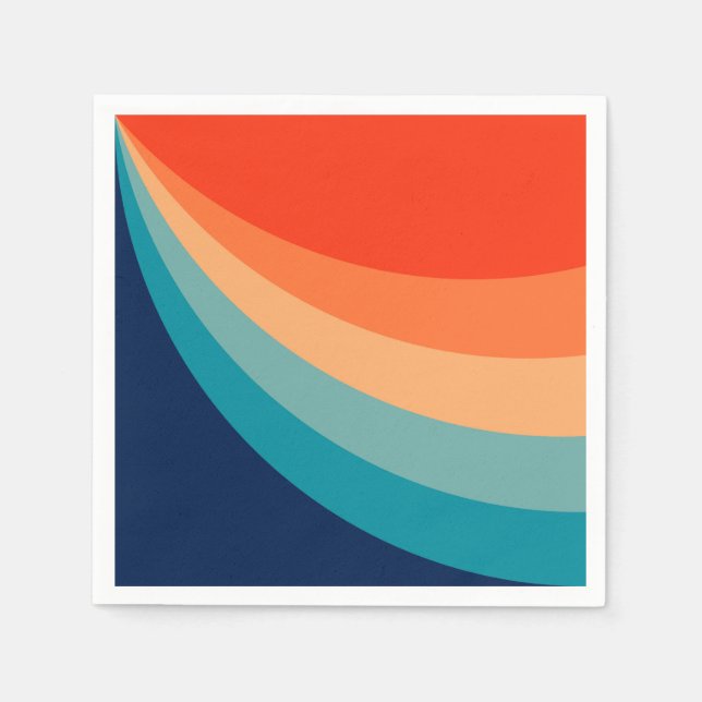 Colourful retro sun rays napkin (Front)