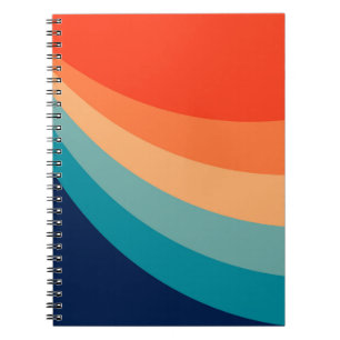 Colourful retro sun rays notebook