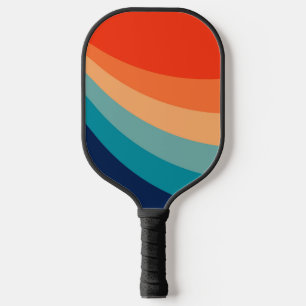 Colourful retro sun rays pickleball paddle