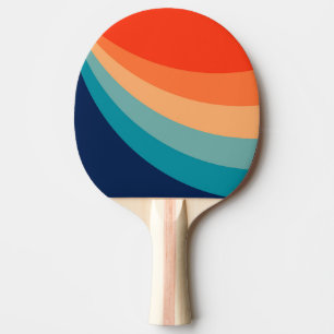 Colourful retro sun rays ping pong paddle
