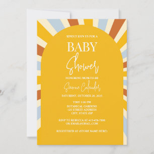 Colourful Retro Sunshine Baby Shower Invitation