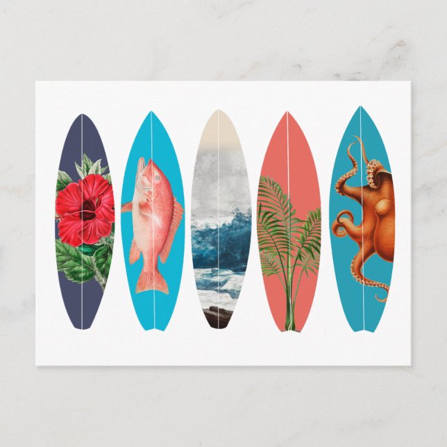 Colourful Retro Surfboards Holiday Postcard (Front)