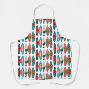 Colourful Retro Surfboards Pattern Apron