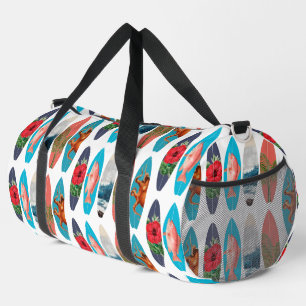 Colourful Retro Surfboards Pattern Back to School Duffle Bag