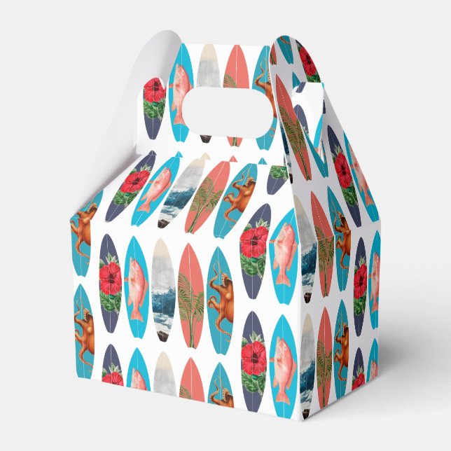 Colourful Retro Surfboards Pattern Favour Box (Front Side)