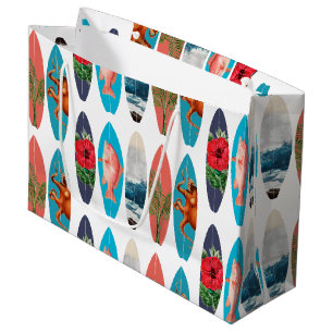 Colourful Retro Surfboards Pattern Large Gift Bag