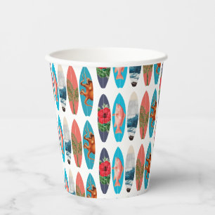 Colourful Retro Surfboards Pattern Paper Cups