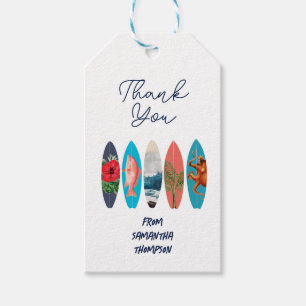 Colourful Retro Surfboards Thank You Gift Tags