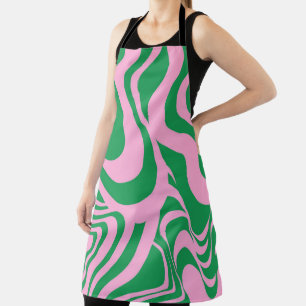 Colourful Retro Swirl Groovy Y2K Pattern Apron