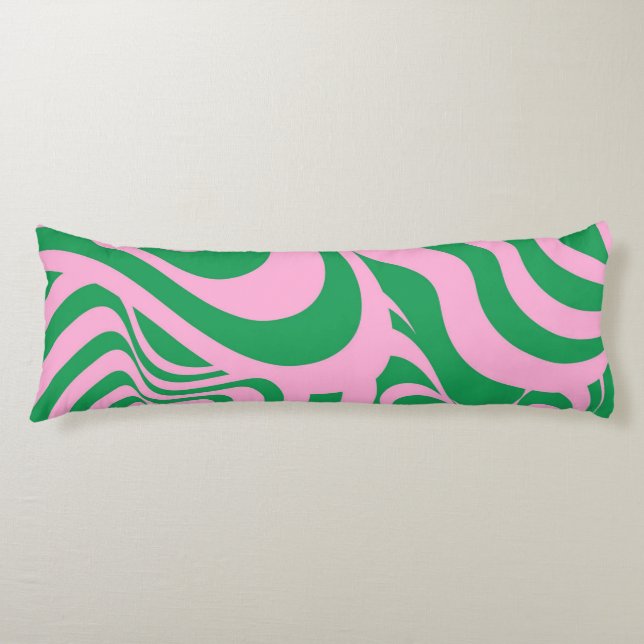 Colourful Retro Swirl Groovy Y2K Pattern  Body Cushion (Front)