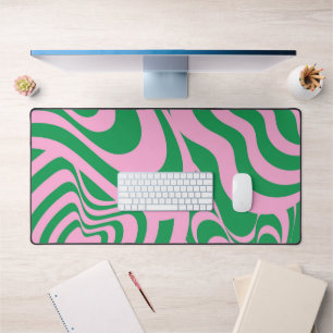 Colourful Retro Swirl Groovy Y2K Pattern Desk Mat