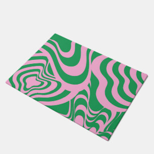 Colourful Retro Swirl Groovy Y2K Pattern  Doormat