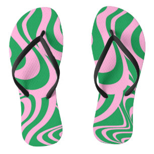 Colourful Retro Swirl Groovy Y2K Pattern  Jandals