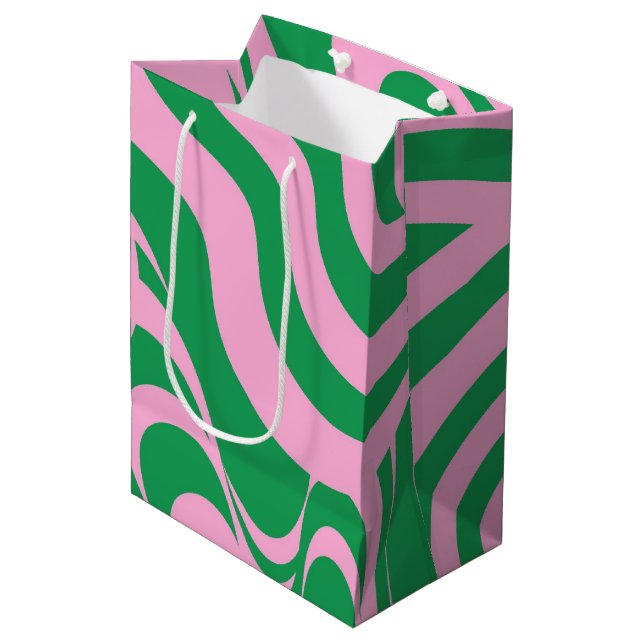 Colourful Retro Swirl Groovy Y2K Pattern  Medium Gift Bag (Front Angled)