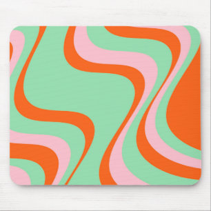 Colourful Retro Swirl Groovy Y2K Pattern Mouse Pad