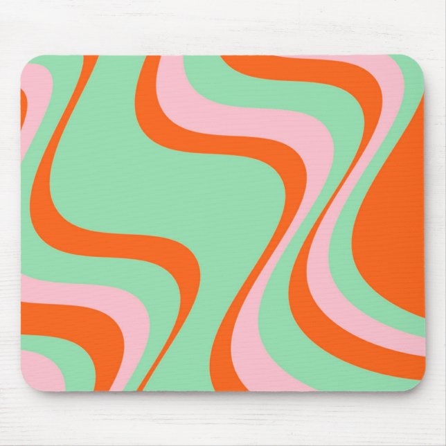 Colourful Retro Swirl Groovy Y2K Pattern  Mouse Pad (Front)