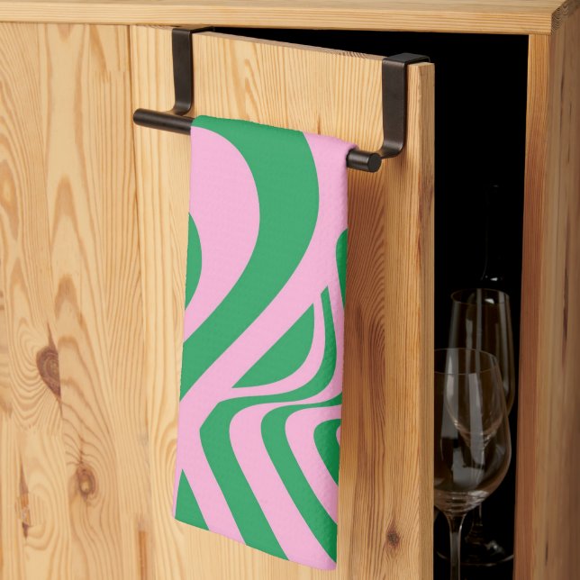 Colourful Retro Swirl Groovy Y2K Pattern  Tea Towel (Thirds Fold)