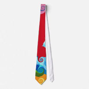 Colourful Retro Swirl Painting Abstract Art Tie