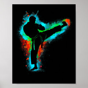 Colourful Retro Taekwondo Martial Arts Men Kids Poster
