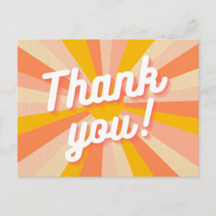 Colourful Retro Thank You postcard