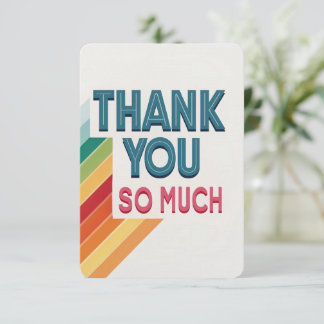 Colourful Retro “Thank You So Much” Thank You Car Card