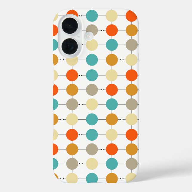 Colourful Retro Throwback Circles On Black Grid Case-Mate iPhone Case (Back)