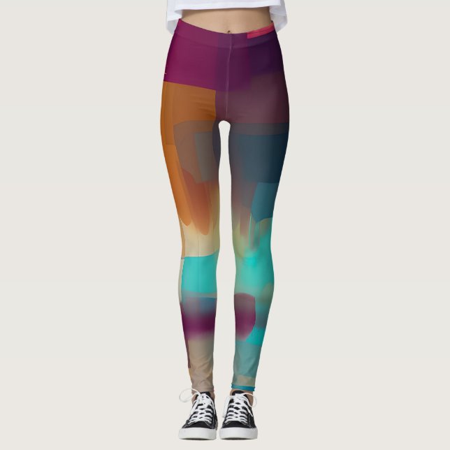 Colourful retro tone blend  leggings (Front)