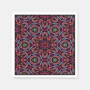 Colourful Retro Turkish Mosaic Kaleidoscope Patter Napkin