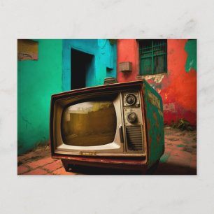 Colourful Retro TV Postcard