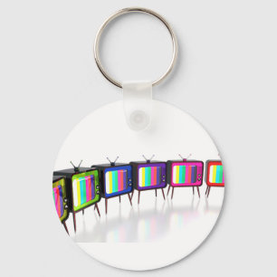 Colourful retro tv's key ring