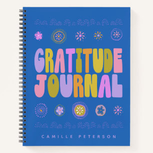 Colourful Retro Typography Personalised Gratitude Notebook