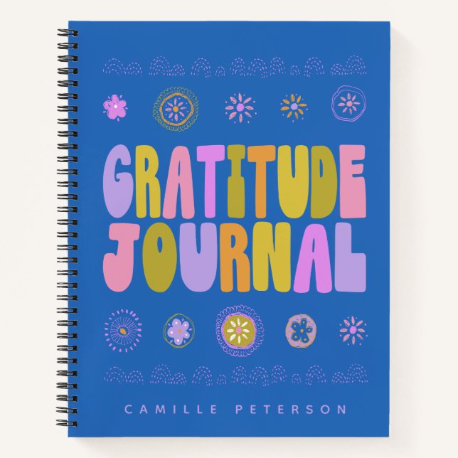 Colourful Retro Typography Personalised Gratitude Notebook (Front)