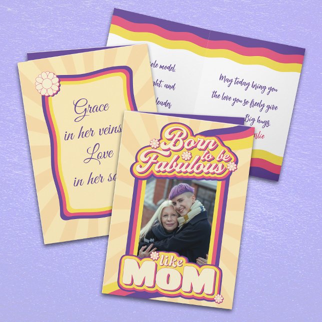 Colourful Retro Typography Quote Photo Mother's Da Card (Creator Uploaded)