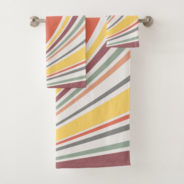 Colourful retro vibes bath towel set (Insitu)