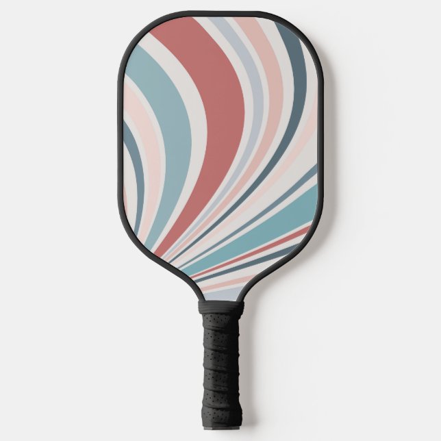 Colourful retro vibes in pink, blue and grey pickleball paddle (Front)