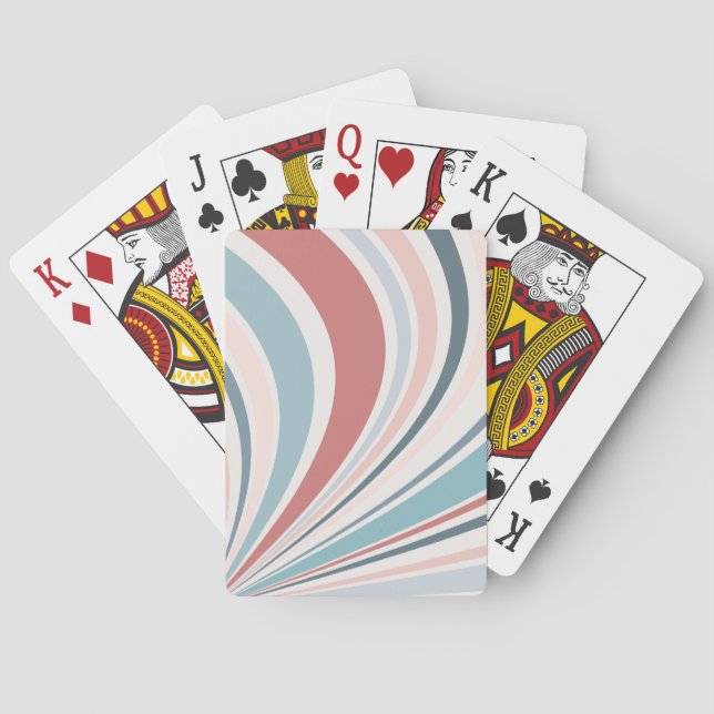 Colourful retro vibes in pink, blue and grey playing cards (Back)