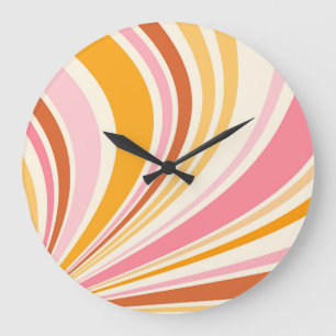 Colourful retro vibes large clock