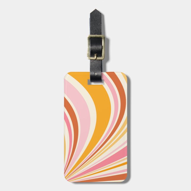 Colourful retro vibes luggage tag (Front Vertical)