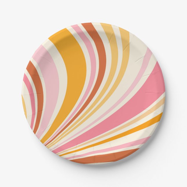 Colourful retro vibes paper plate (Front)