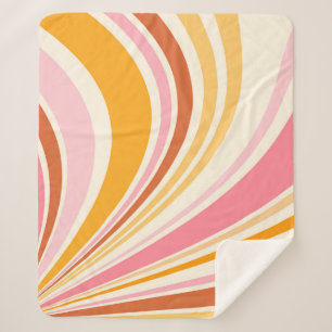 Colourful retro vibes sherpa blanket