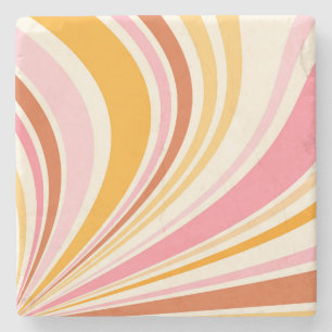 Colourful retro vibes stone coaster