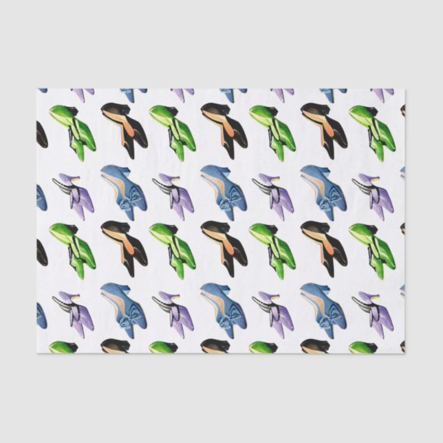 Colourful Retro Vintage Shoes Tissue Paper (Front)