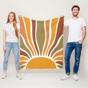 Colourful Retro Vintage Sunrise  Fleece Blanket