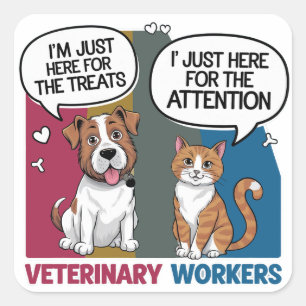 Colourful Retro Vintage Veterinary gift Square Sticker