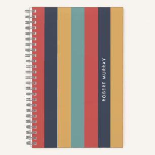 Colourful Retro & Vintage Vibe Horizontal Stripes Notebook