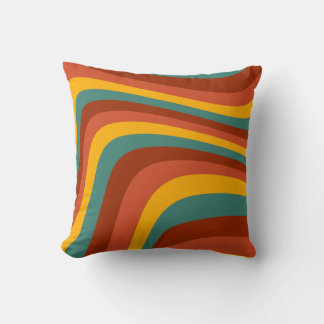 Colourful Retro Wave Fun Groovy Abstract Pattern Cushion