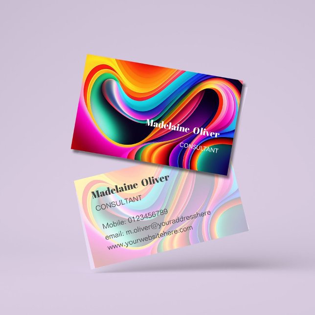 Colourful Retro Waves Modern Business Card (Creator Uploaded)