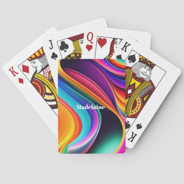Colourful Retro Waves Personal Playing Cards (Back)